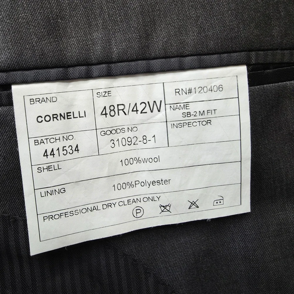Cornelli Blazer Mens 48R Gray Sports Coat Jacket 2 B 100%‎ Wool Vented Italy